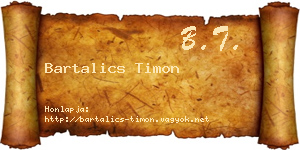 Bartalics Timon névjegykártya